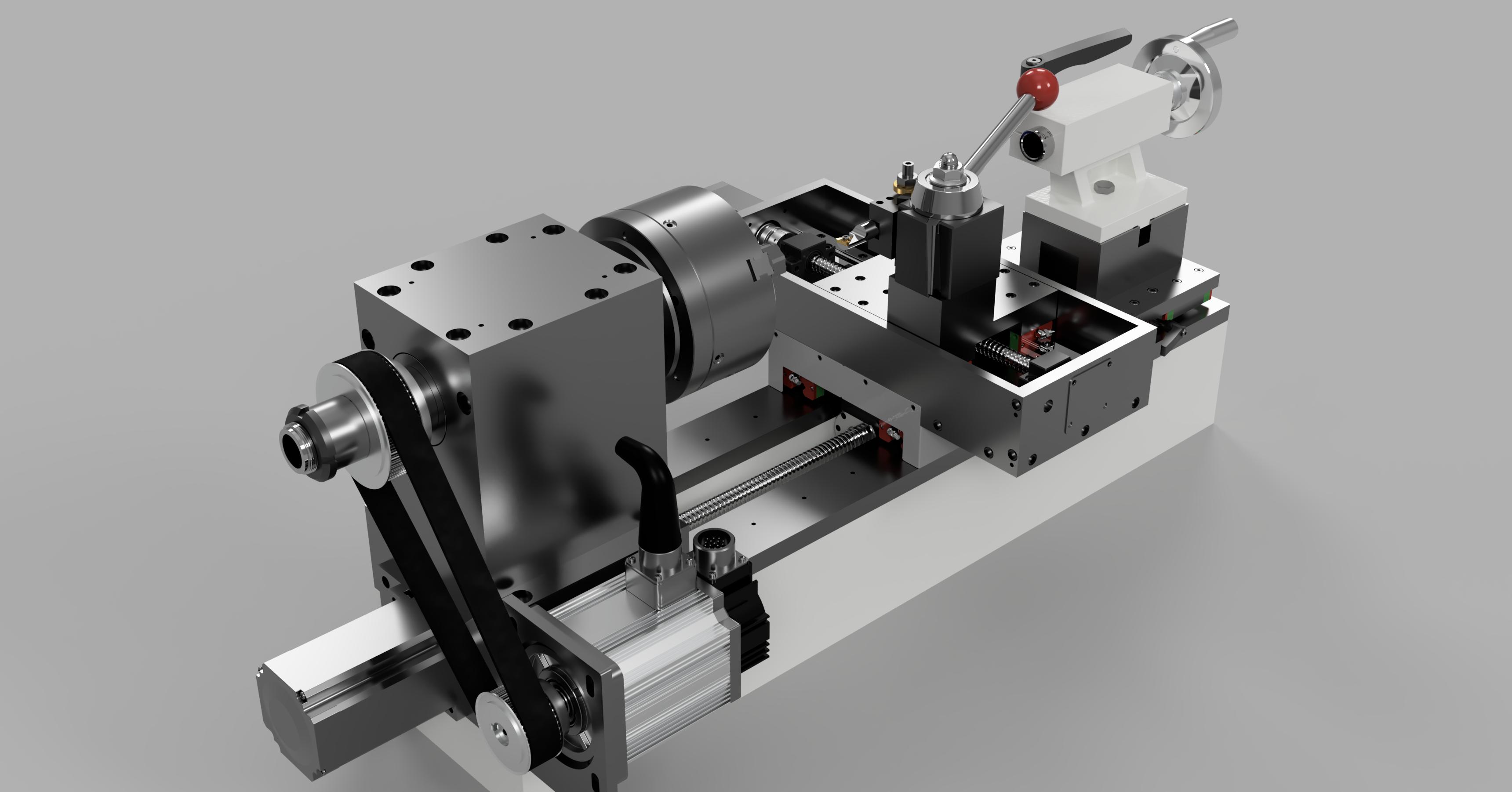 Drivetrain detail — spindle motor and belt drive