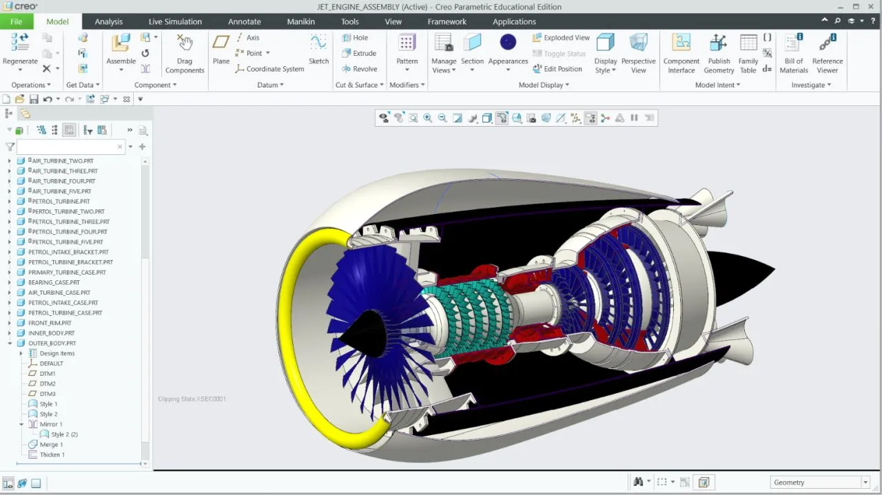 Jet Engine Assembly Design — Creo Parametric thumbnail