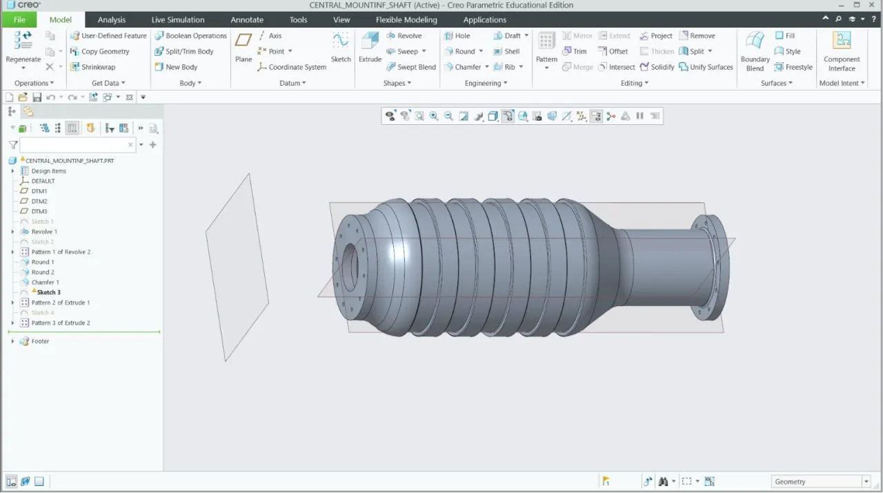 Central mounting shaft — individual part model