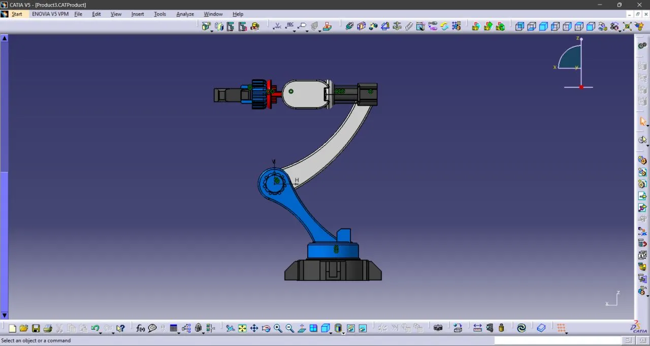 Side view — arm reaching pose, base to gripper