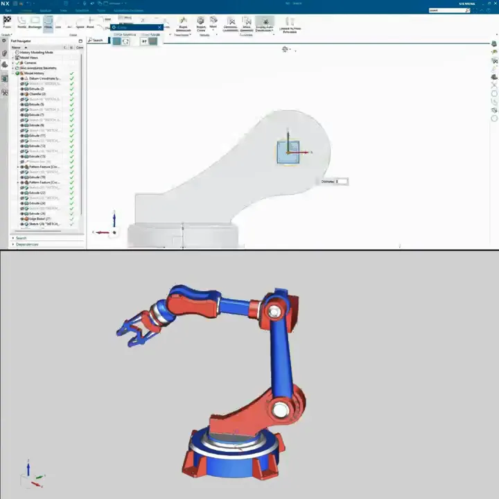 Arm link — dimensioned sketch profile