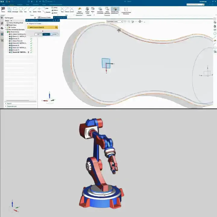 Arm link — construction geometry for a swept profile