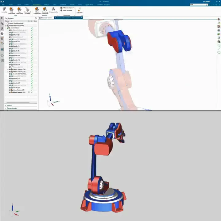 Assembly constraints — positioning a component into the arm