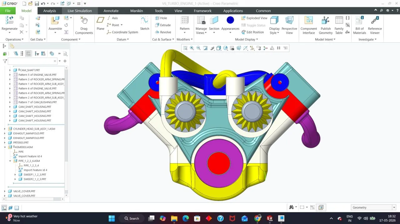 V6 Engine CAD Design — Creo Parametric thumbnail
